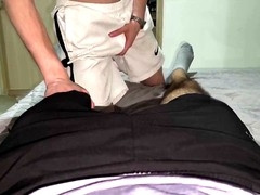 POV of hot twink Nico Mucci sucking off his hefty dad Camilo Brown and savoring both loads