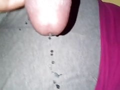 Cum on wife's shorts