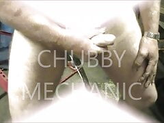 chubby mechanic butt plug wank cum
