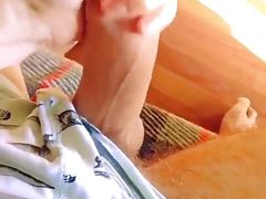 Stroking My Huge Uncut Cock After a Workout Massive Cum!