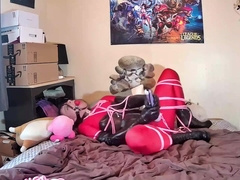 Trans Girl Spandex And Leather Frogtie Hitachi Struggle