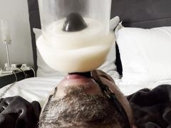 Face fucked by milking machine