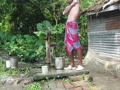 Indian mature Bathroom open place desi fashion..