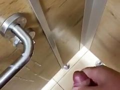 Cumming in public toilet lots of cum