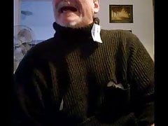Flashing Cock While Cutting A Brand New Turtleneck sweater
