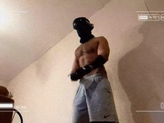 Muscle hunk Reece From Brum shows off his strength in a workout compilation at the trap mansion