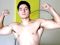 Muscular dude Lucas Garza jerking his huge cock in HD
