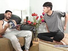 Spanked Latin twink barebacked by DILF after blowjob