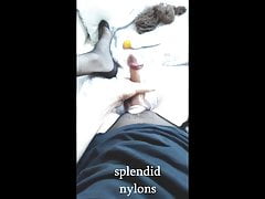 Outdoor cum in ff nylons