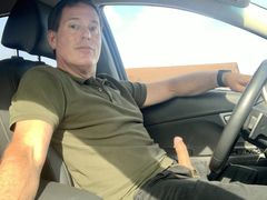 Jerking off in a parking lot. Cumshot. Verbal moan, sagging in AE boxers