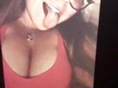 Cumming on big tit slut
