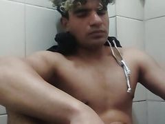 horny young man cumming falling cum on the camera
