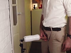 Fucked a toy for the first time. Cum in a rubber vagina. Loud orgasm from a sexy guy.