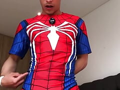 Horny Spiderman Shoots Cum