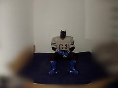 Pwaing off in American Football gear