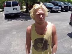 Blonde surfer is take advantage of when he needs cash