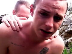 Aroused boy gets taped during hike when he fucks in the ass