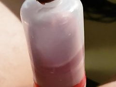 Making myself explode with home made blowjob machine