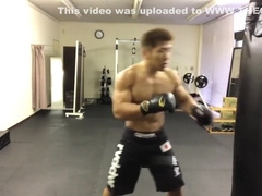 Muscle Hunk Boxing Heavy Bag Training