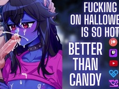 Having fun with your naughty femboy buddy on Halloween