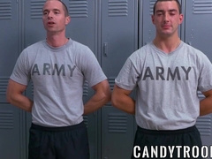Horny military studs suck off sergeant before anal threesome