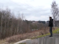 European twink barebacked in public for cash