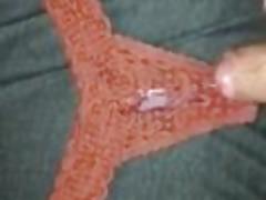 Cumming on sisters lace thong