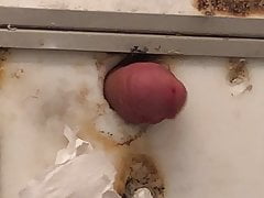 Me fucking a truck stop stall glory hole and cumming