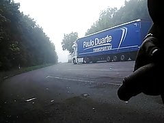 flash and cum in truck park