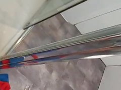 Paul shoots a cum load on the shower screen for me