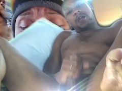 Spandex hood, dl, jizz-shotgun