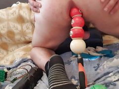 Rippled dildo in ass