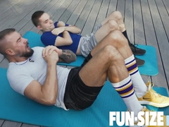 FunSizeBoys - Hot DILF trainer shows a tiny twink how to take raw dick