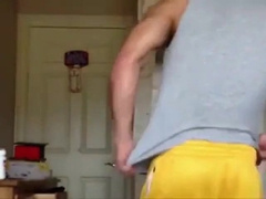 Bulky Hairy man Faps on Web cam