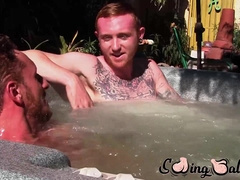 Big dicked Corey Gunz and Dom Ty jack off their dicks while in jacuzzi
