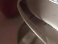 Huge cumshot in Ginas sexy sandals