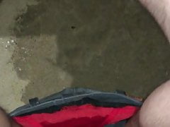 A very wet night out in red and black