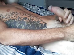 Pulling on this far cock till I shoot cum everywhere