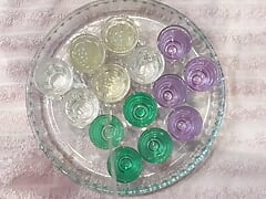 Pissing in many shot glasses