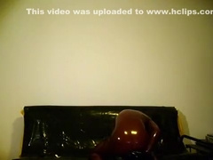Rubber Jerk Off in zipless latex dress