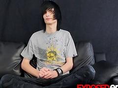 Interviewed twink strokes his dick solo