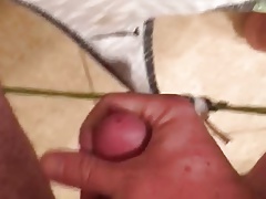 Cum in wife's dirty panties wearing cock ring