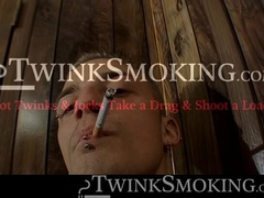 charismatic Lyric smokes hard while jerking his giant cock