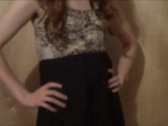 Twink Crossdresser Strips in Dress and Panties