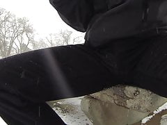 Wetting my jeans in the park during a snowstorm