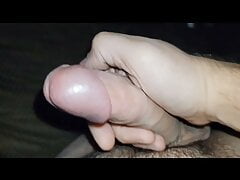 Rock hard guy strokes off his throbing dick for a hot load