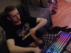 Gay stud jerks huge uncut cock for live webcam audience