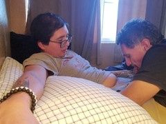Caregiver gives a blowjob when his parents step out