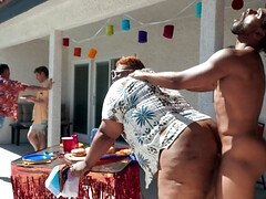 Black hunk ass fucks fat male and comes in his big booty