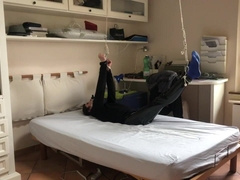 Restrain Bondage in leather trousers